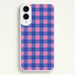 Pink And Blue Checkered Pattern  - Summer Phone Case for Galaxy S25 Edge