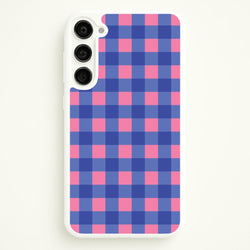 Pink And Blue Checkered Pattern  - Summer Phone Case for Galaxy S23 Plus
