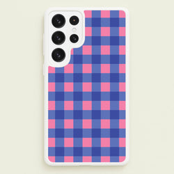 Pink And Blue Checkered Pattern  - Summer Phone Case for Galaxy S23 Ultra