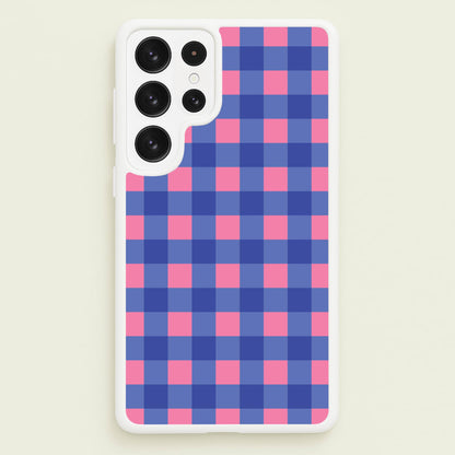Pink And Blue Checkered Pattern  - Summer Phone Case for Galaxy S23 Ultra