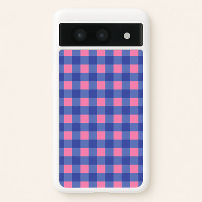 Pink And Blue Checkered Pattern  - Summer Phone Case for Google Pixel 8a