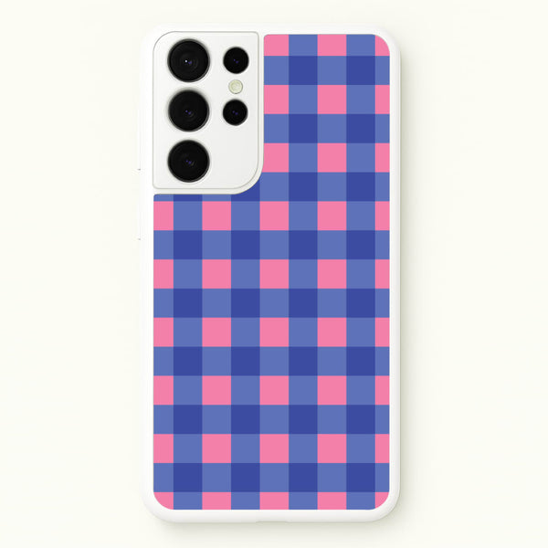 Pink And Blue Checkered Pattern  - Summer Phone Case for Galaxy S21 Ultra