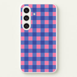 Pink And Blue Checkered Pattern  - Summer Phone Case for Galaxy S25