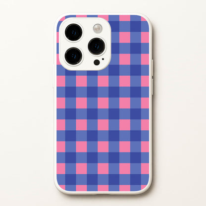 Pink And Blue Checkered Pattern  - Summer Phone Case for iPhone 15 Pro Max
