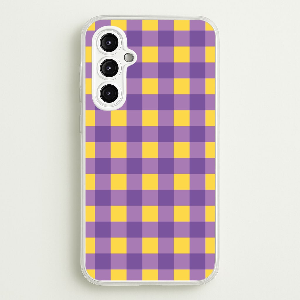 Purple And Yellow Checkered Pattern  - Summer Phone Case for Galaxy A14
