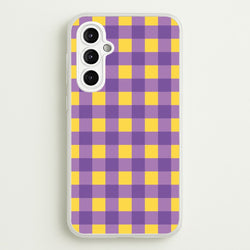 Purple And Yellow Checkered Pattern  - Summer Phone Case for Galaxy A14