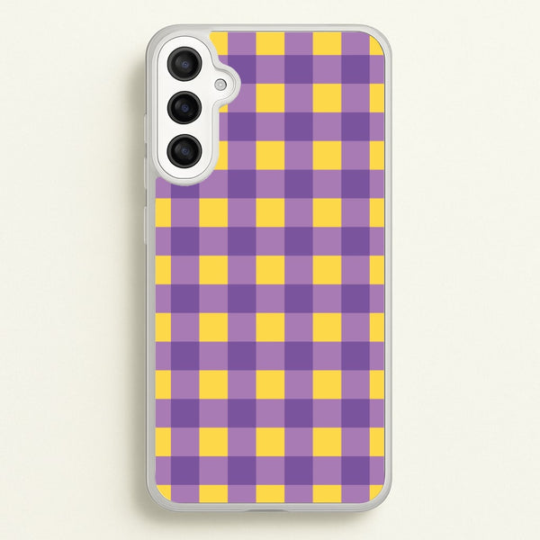 Purple And Yellow Checkered Pattern  - Summer Phone Case for Galaxy A36