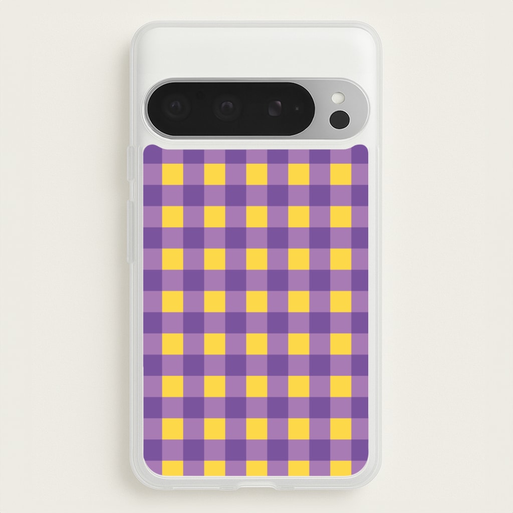 Purple And Yellow Checkered Pattern  - Summer Phone Case for Google Pixel 9 Pro XL