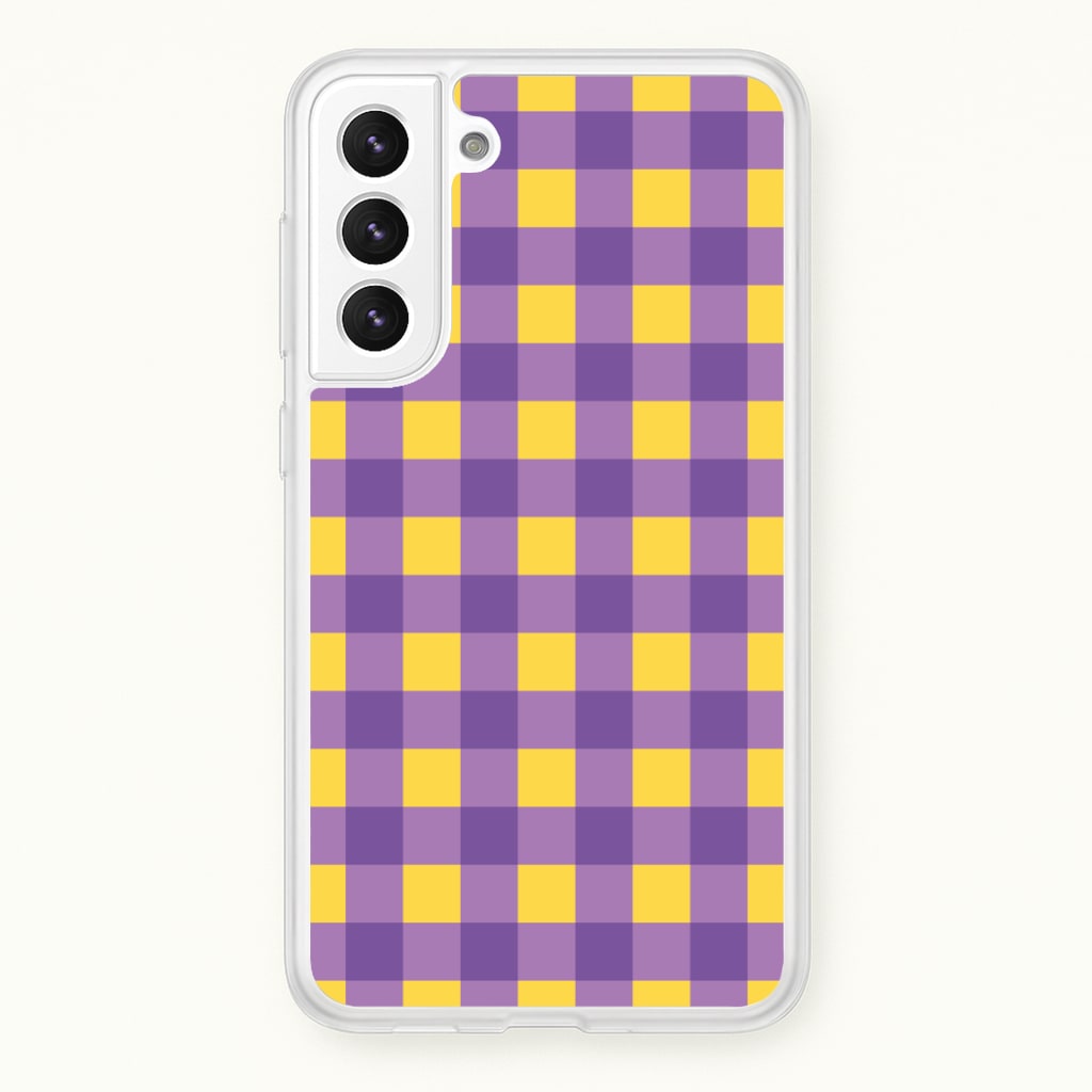 Purple And Yellow Checkered Pattern  - Summer Phone Case for Galaxy S21 Plus