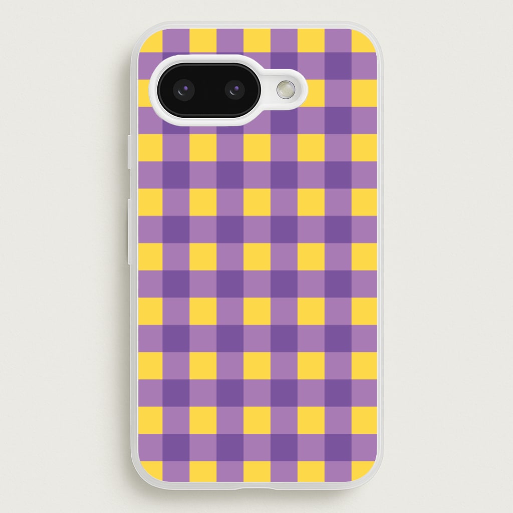 Purple And Yellow Checkered Pattern  - Summer Phone Case for Google Pixel 9a