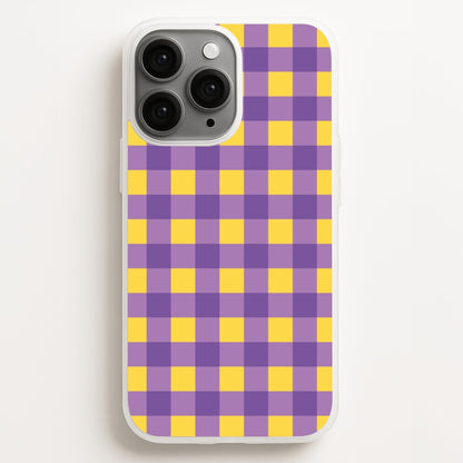 Purple And Yellow Checkered Pattern  - Summer Phone Case for iPhone 12 Pro Max
