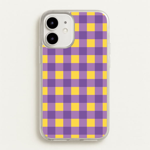 Purple And Yellow Checkered Pattern  - Summer Phone Case for iPhone 12 Mini
