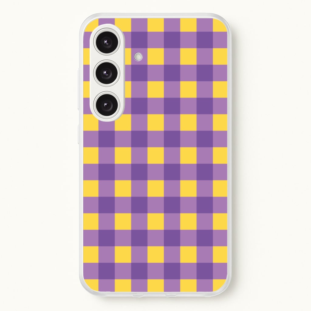 Purple And Yellow Checkered Pattern  - Summer Phone Case for Galaxy S24