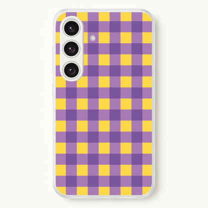 Purple And Yellow Checkered Pattern  - Summer Phone Case for Galaxy S24