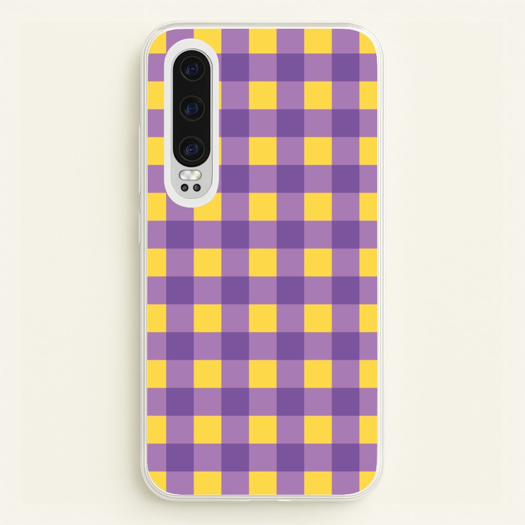 Purple And Yellow Checkered Pattern  - Summer Phone Case for Huawei P30