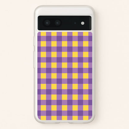 Purple And Yellow Checkered Pattern  - Summer Phone Case for Google Pixel 7
