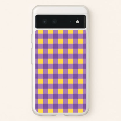 Purple And Yellow Checkered Pattern  - Summer Phone Case for Google Pixel 6