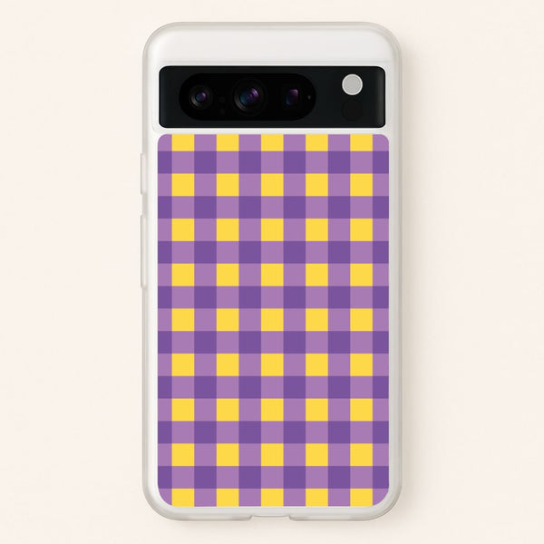Purple And Yellow Checkered Pattern  - Summer Phone Case for Google Pixel 8 Pro