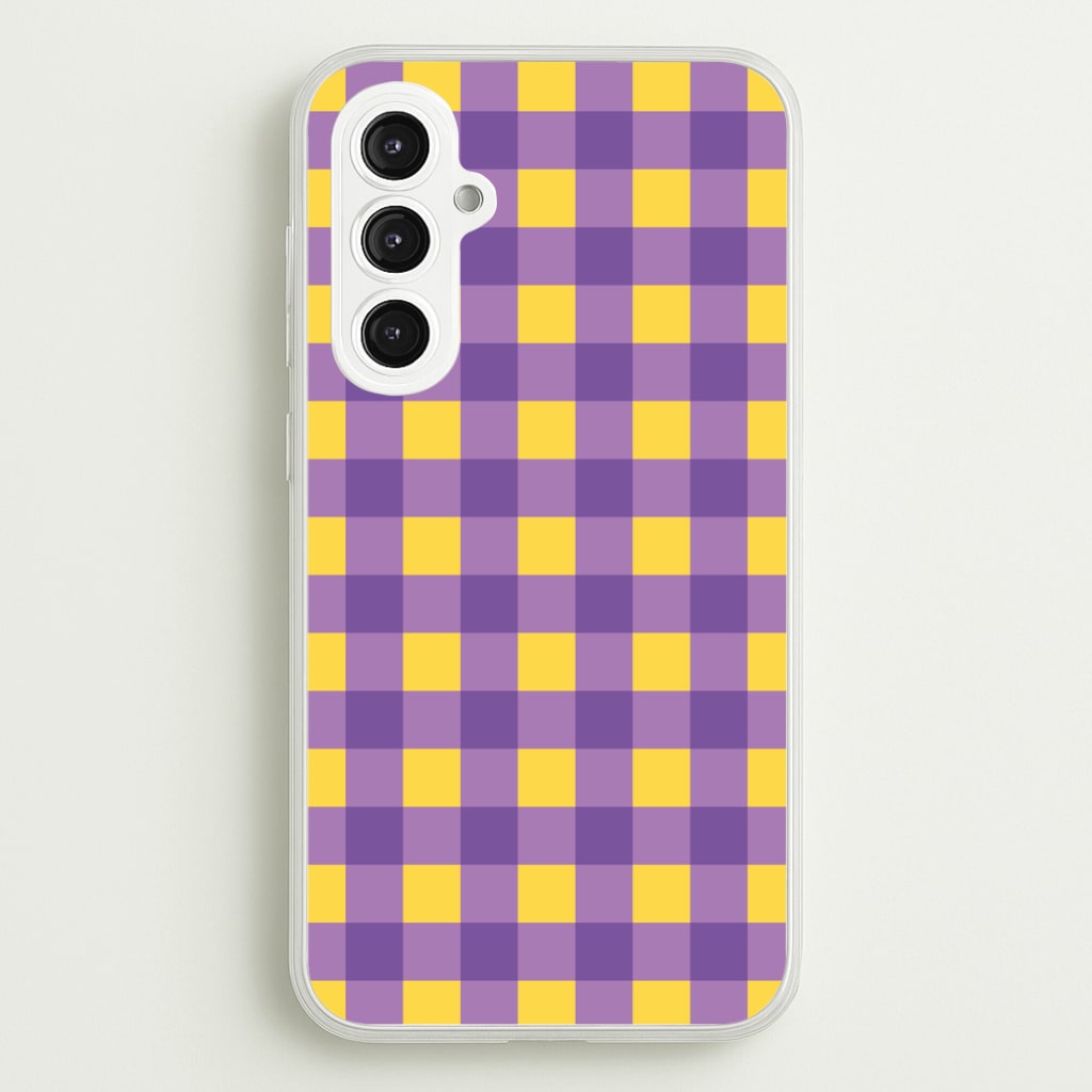 Purple And Yellow Checkered Pattern  - Summer Phone Case for Galaxy S23FE