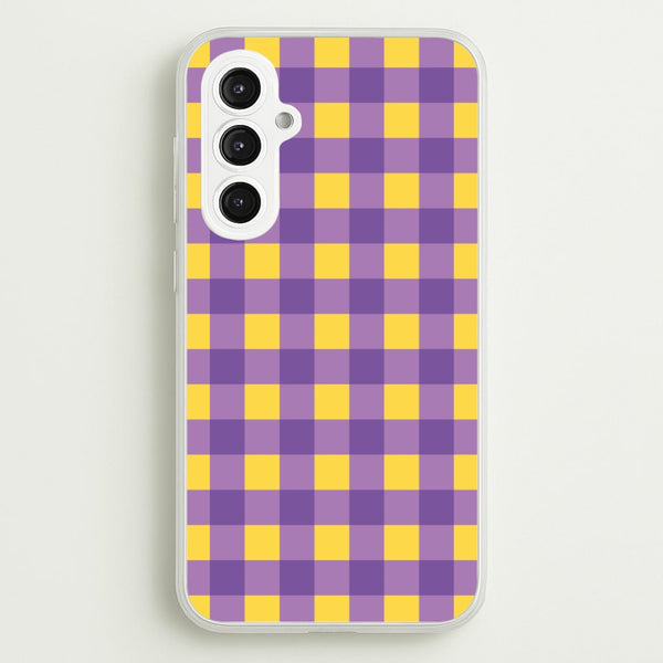 Purple And Yellow Checkered Pattern  - Summer Phone Case for Galaxy S23FE