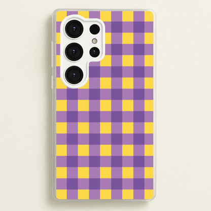 Purple And Yellow Checkered Pattern  - Summer Phone Case for Galaxy S25 Ultra