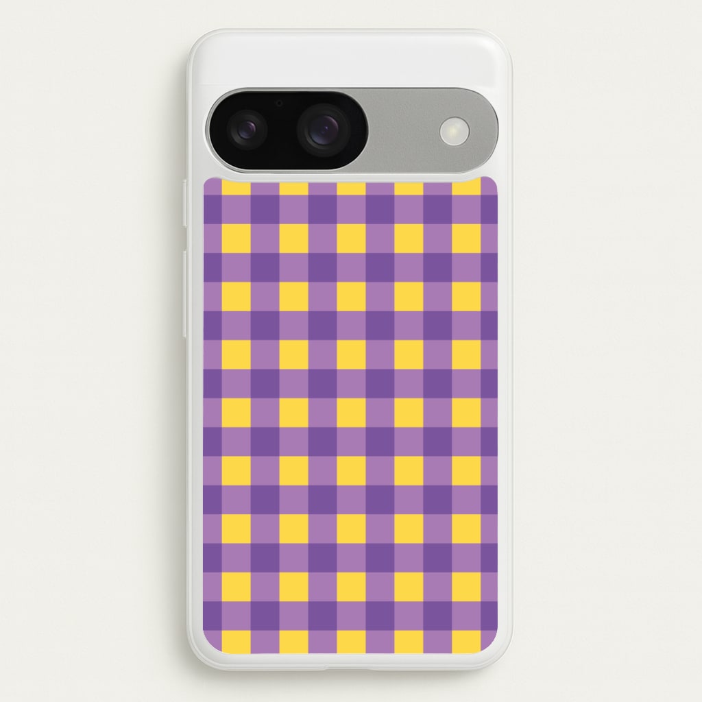 Purple And Yellow Checkered Pattern  - Summer Phone Case for Google Pixel 9 / 9 Pro