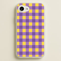Purple And Yellow Checkered Pattern  - Summer Phone Case for iPhone 16e