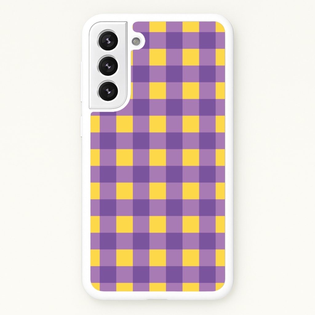 Purple And Yellow Checkered Pattern  - Summer Phone Case for Galaxy S22 Plus