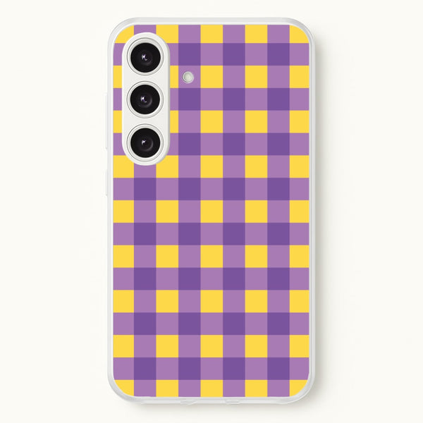 Purple And Yellow Checkered Pattern  - Summer Phone Case for Galaxy S24 Plus