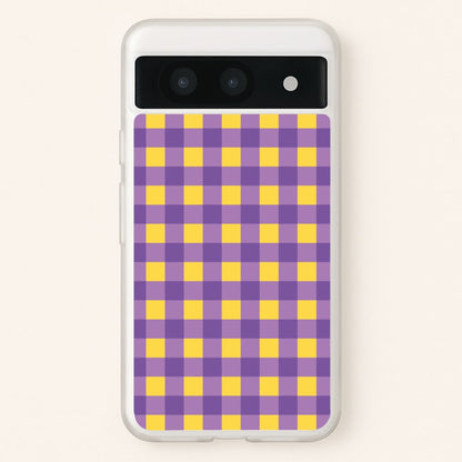 Purple And Yellow Checkered Pattern  - Summer Phone Case for Google Pixel 8a