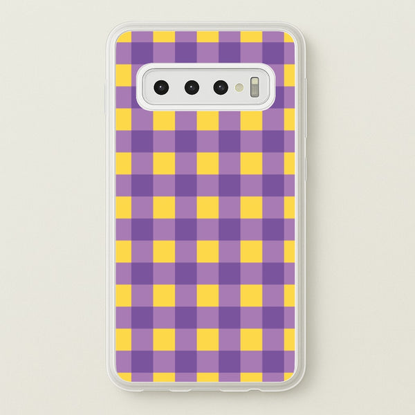Purple And Yellow Checkered Pattern  - Summer Phone Case for Galaxy S10