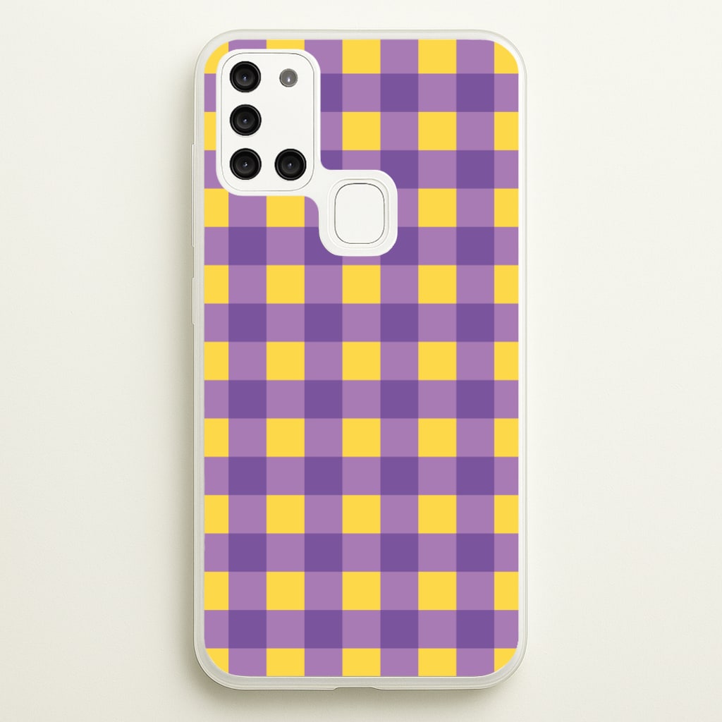 Purple And Yellow Checkered Pattern  - Summer Phone Case for Galaxy A21s