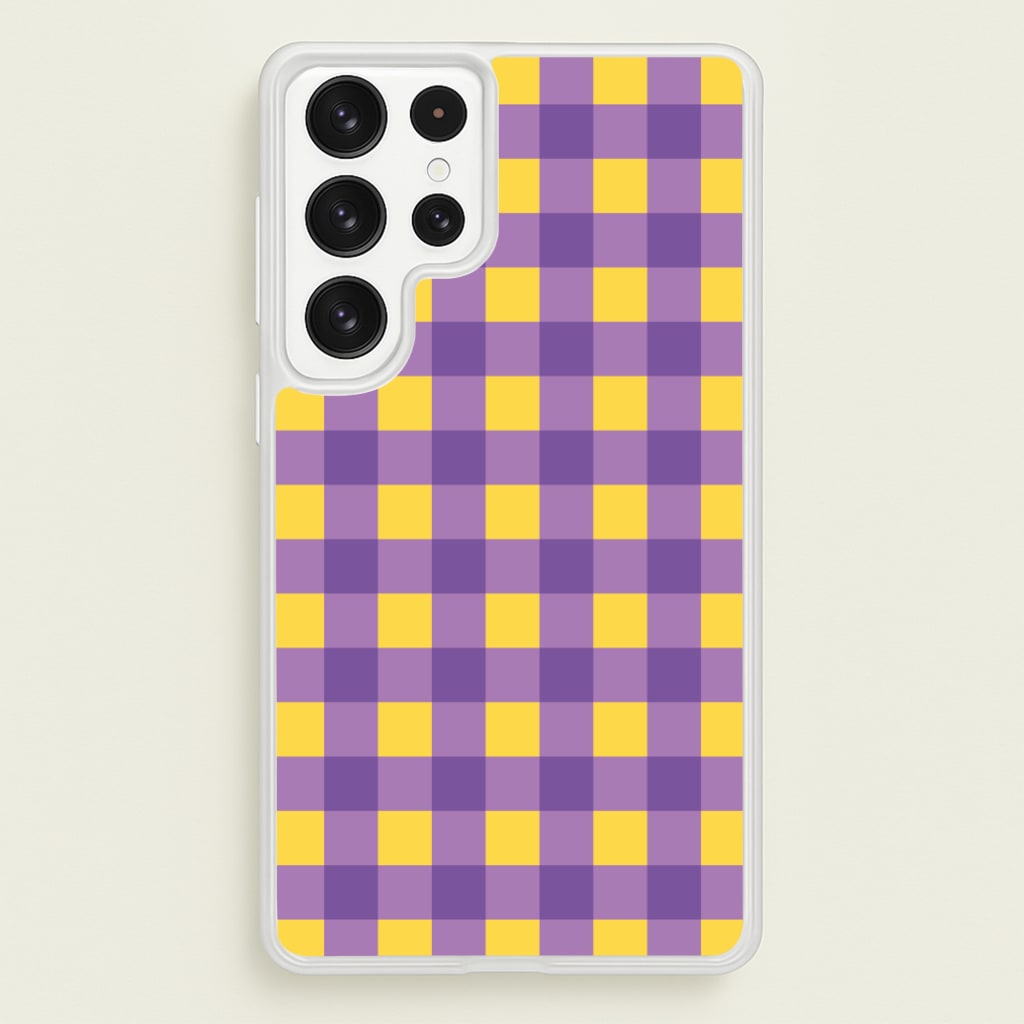 Purple And Yellow Checkered Pattern  - Summer Phone Case for Galaxy S22 Ultra