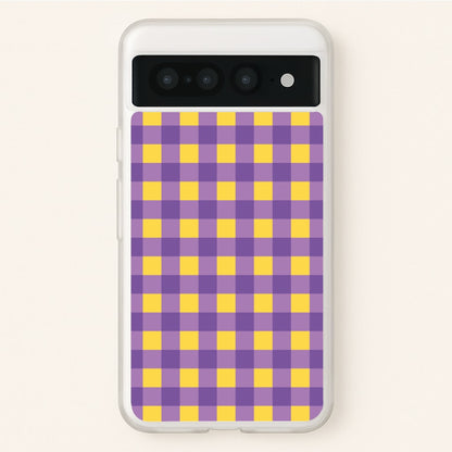 Purple And Yellow Checkered Pattern  - Summer Phone Case for Google Pixel 7 Pro