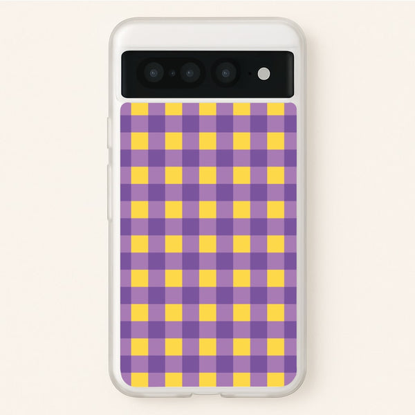 Purple And Yellow Checkered Pattern  - Summer Phone Case for Google Pixel 7 Pro