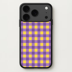 Purple And Yellow Checkered Pattern Phone Case for iPhone 17 Pro