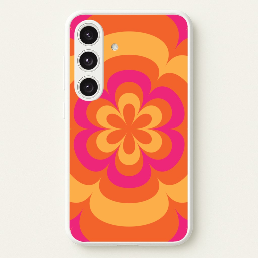 Sunset Trippy Flower Pattern  - Summer Phone Case for Galaxy S25 Plus
