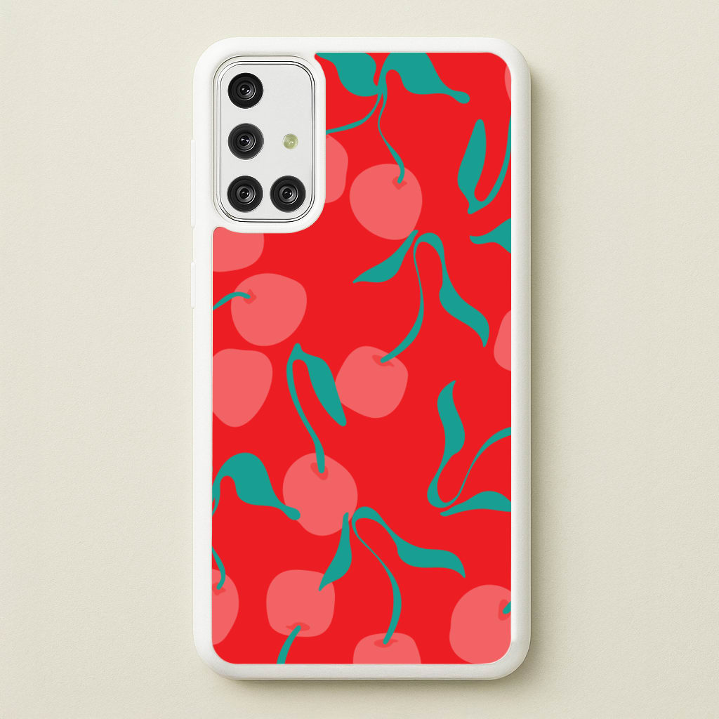 Red Abstract Cherries Pattern  - Summer Phone Case for Galaxy A71