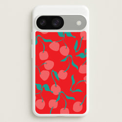 Red Abstract Cherries Pattern  - Summer Phone Case for Google Pixel 9 / 9 Pro
