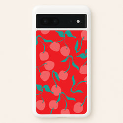Red Abstract Cherries Pattern  - Summer Phone Case for Google Pixel 7