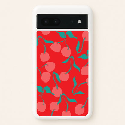 Red Abstract Cherries Pattern  - Summer Phone Case for Google Pixel 7