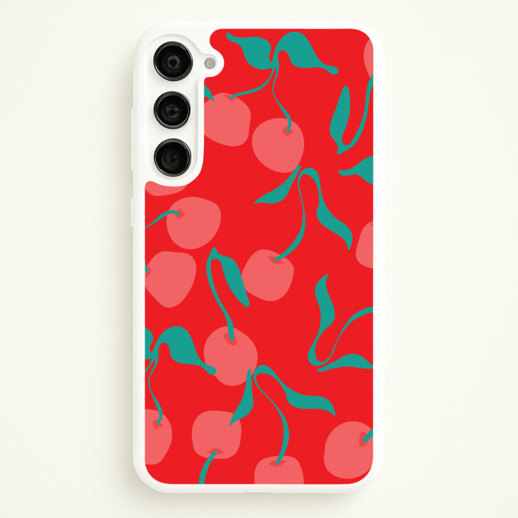 Red Abstract Cherries Pattern  - Summer Phone Case for Galaxy S23