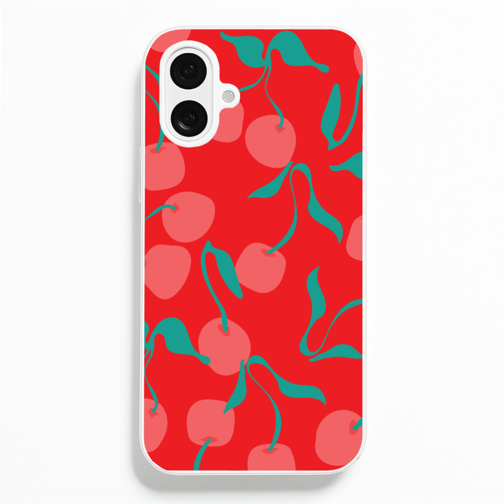 Red Abstract Cherries Pattern  - Summer Phone Case for iPhone 16 Plus
