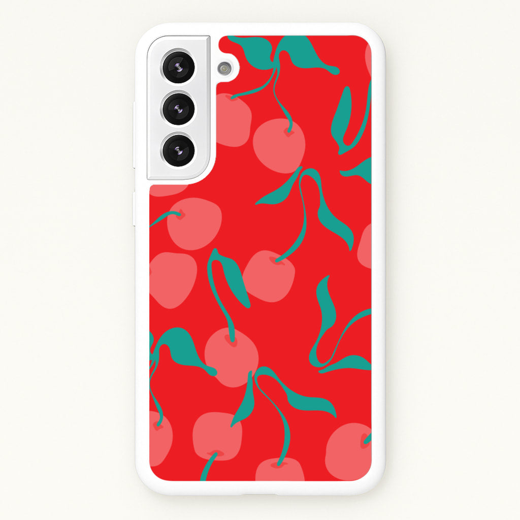 Red Abstract Cherries Pattern  - Summer Phone Case for Galaxy S21FE