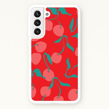 Red Abstract Cherries Pattern  - Summer Phone Case for Galaxy S21FE