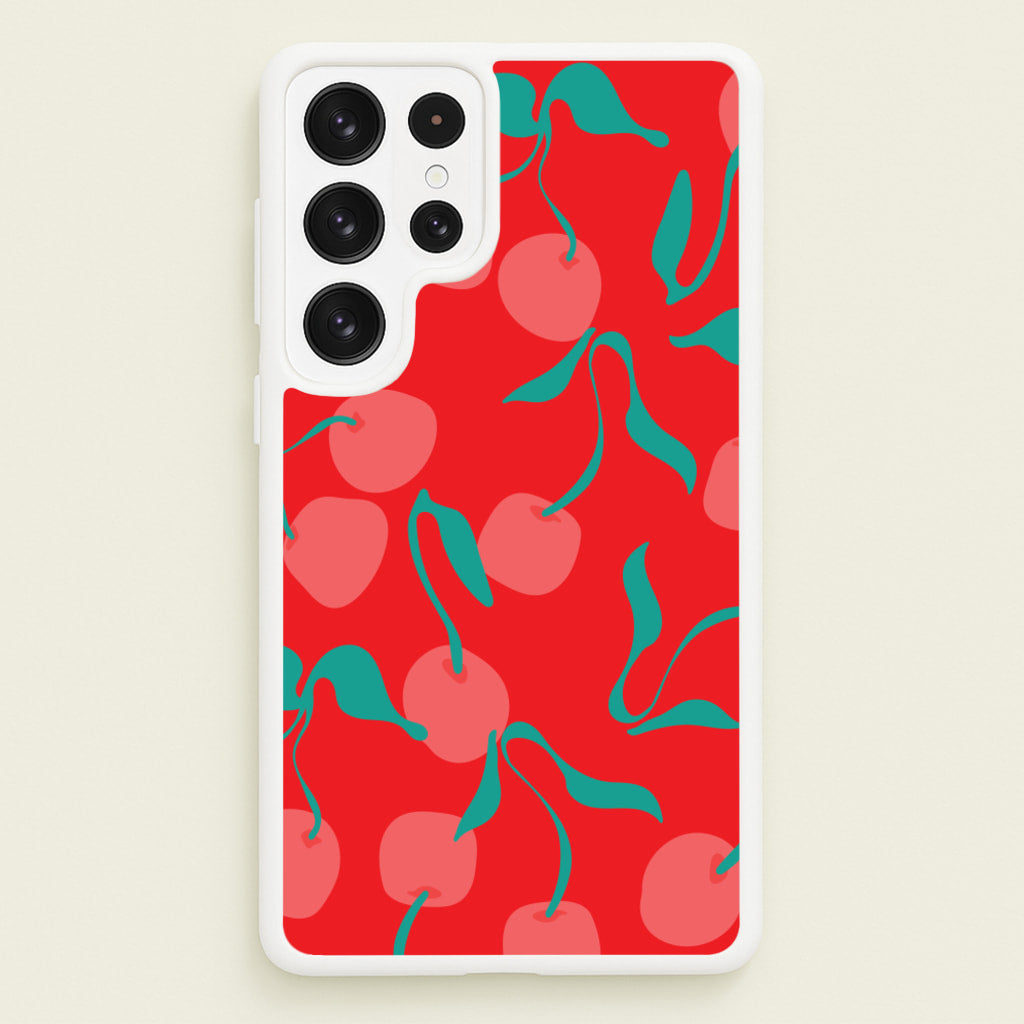 Red Abstract Cherries Pattern  - Summer Phone Case for Galaxy S22 Ultra