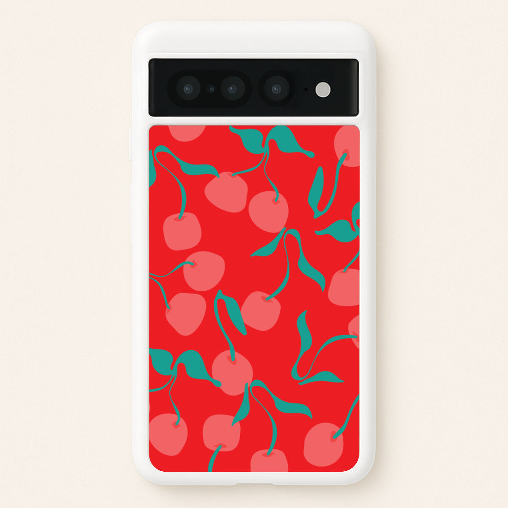 Red Abstract Cherries Pattern  - Summer Phone Case for Google Pixel 7 Pro