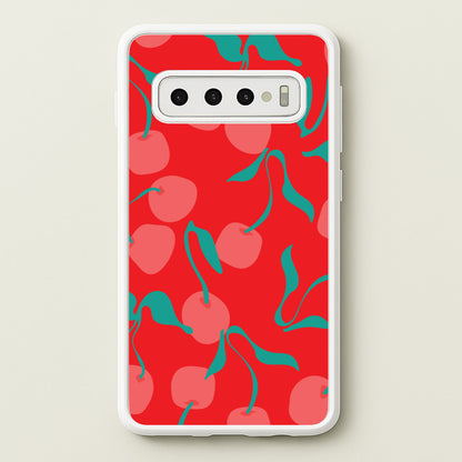 Red Abstract Cherries Pattern  - Summer Phone Case for Galaxy S10