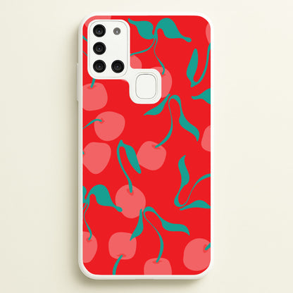Red Abstract Cherries Pattern  - Summer Phone Case for Galaxy A21s
