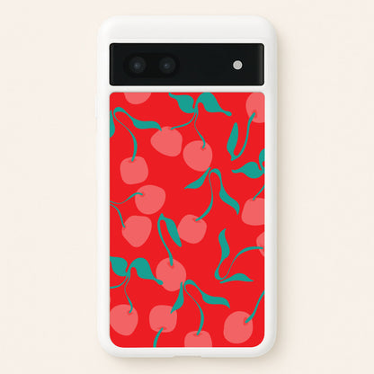 Red Abstract Cherries Pattern  - Summer Phone Case for Google Pixel 7a